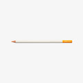 White pencil with yellow tip on a white background