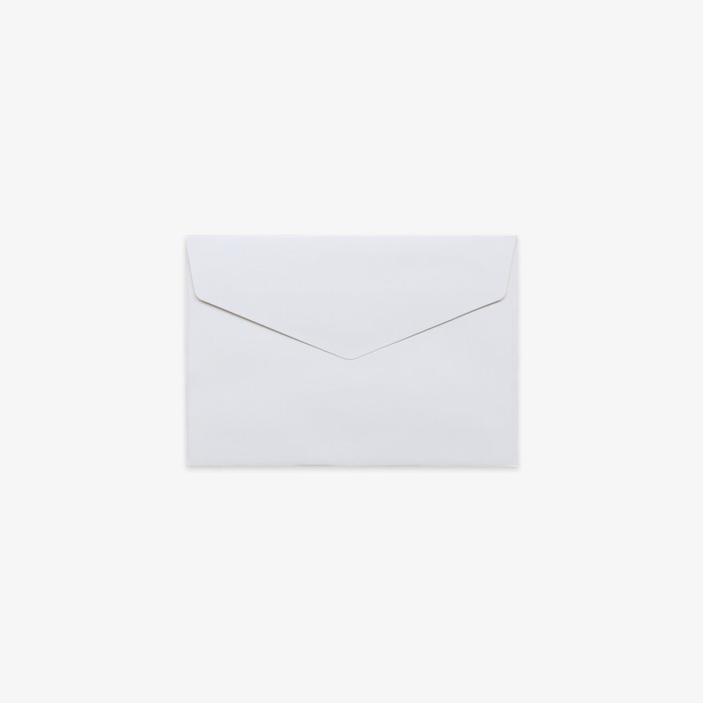 A plain white paper v-flap envelope centered on a light gray background.