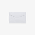 A plain white paper v-flap envelope centered on a light gray background.