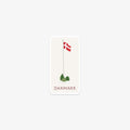 Vinyl sticker with a Danish flag and green bushes on a white background