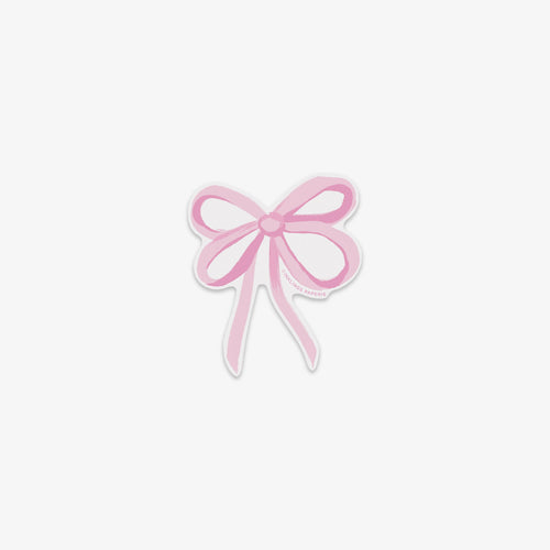 Vinyl sticker of a decorative pink bow on a white background. 