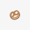 Vinyl sticker of a pretzel with 'Salty' text on a white background