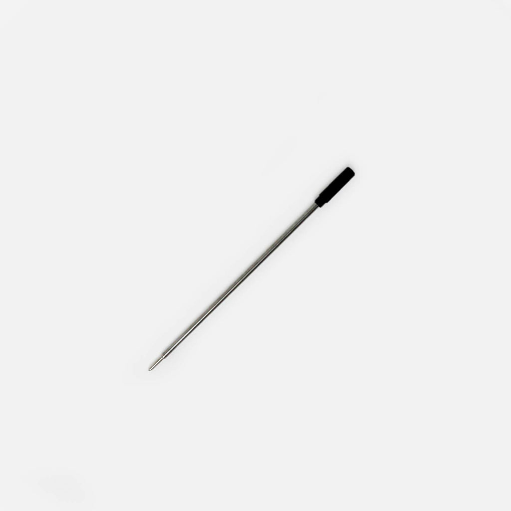 Black ink in a pen refill for on a white background