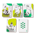 Set of playing cards with moomin characters on a white background