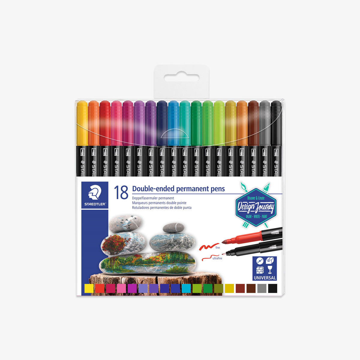 DOUBLE-ENDED COLOURED PENS // SET OF 18