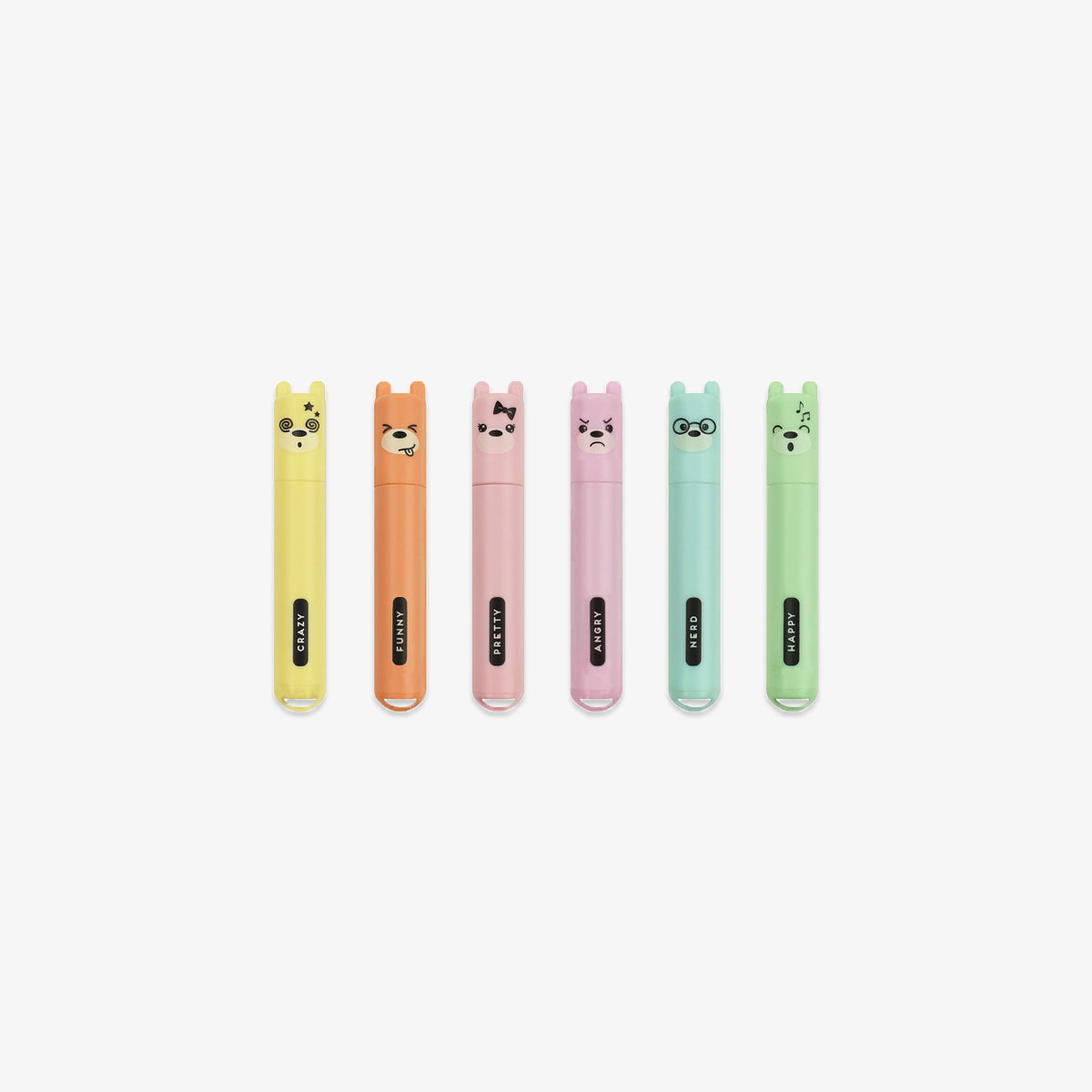 Legami Teddy's Style Set of 6 Mini Highlighters, 1 x 7.5 cm